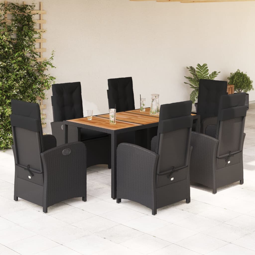 7-delige Tuinset met kussens poly rattan zwart is nu te koop bij PeponiXL, paradijselijk wonen!