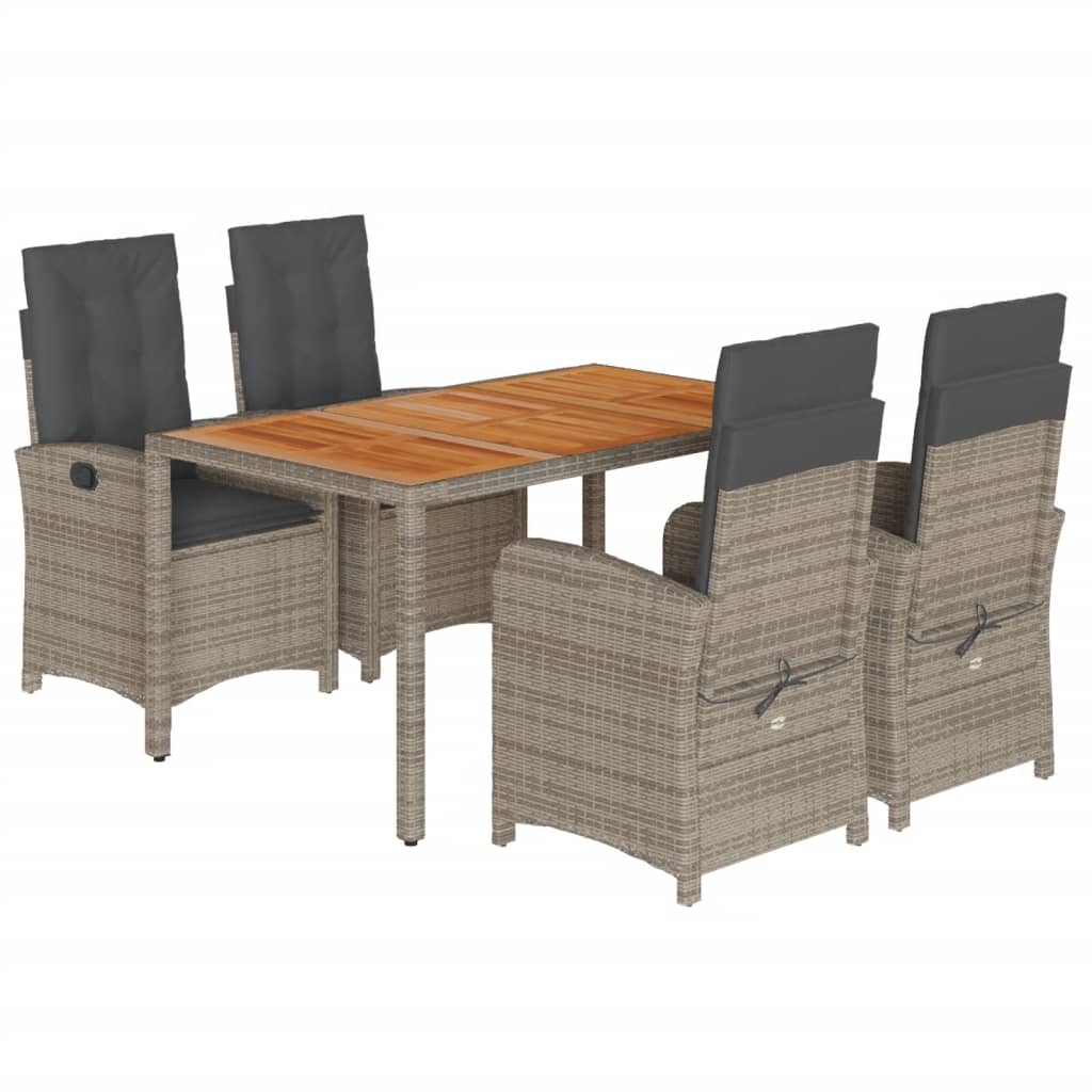 5-delige Tuinset met kussens poly rattan grijs is nu te koop bij PeponiXL, paradijselijk wonen!