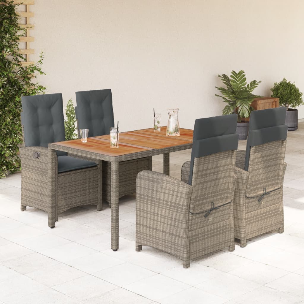 5-delige Tuinset met kussens poly rattan grijs is nu te koop bij PeponiXL, paradijselijk wonen!