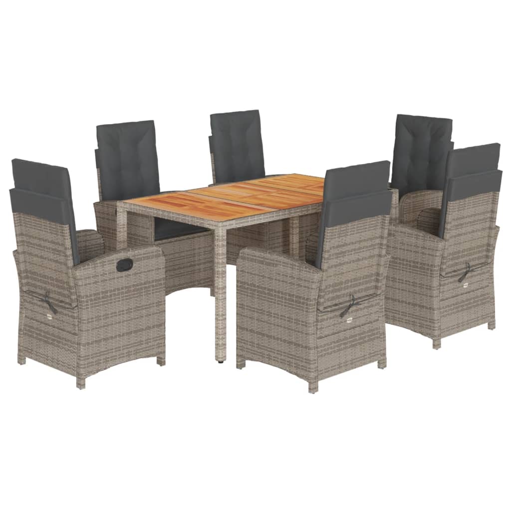 7-delige Tuinset met kussens poly rattan grijs is nu te koop bij PeponiXL, paradijselijk wonen!