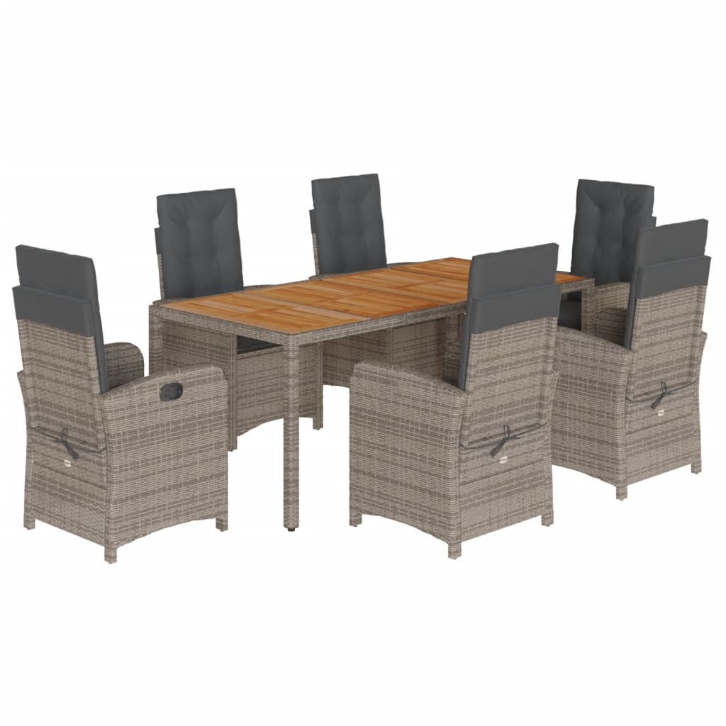 7-delige Tuinset met kussens poly rattan grijs is nu te koop bij PeponiXL, paradijselijk wonen!