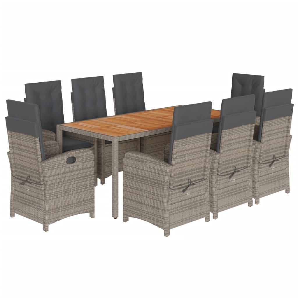 9-delige Tuinset met kussens poly rattan grijs is nu te koop bij PeponiXL, paradijselijk wonen!