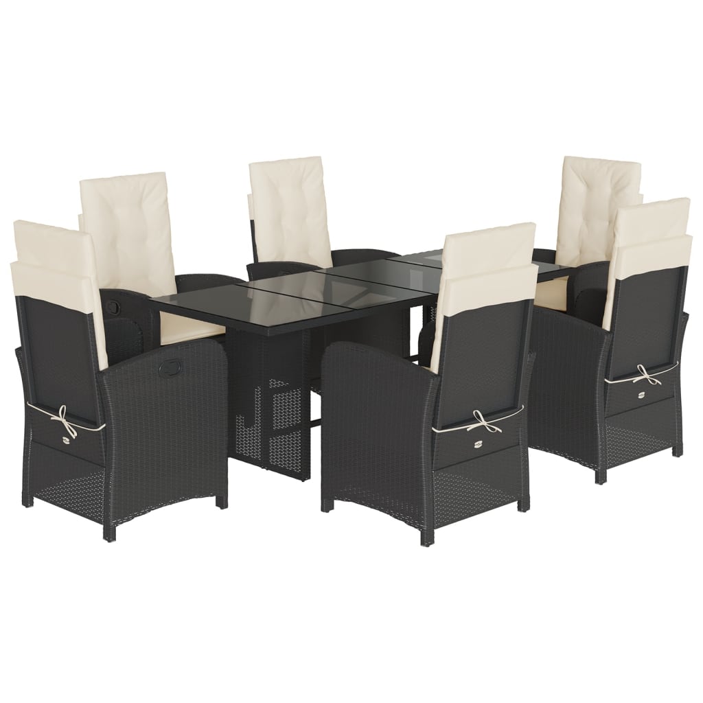 7-delige Tuinset met kussens poly rattan zwart is nu te koop bij PeponiXL, paradijselijk wonen!