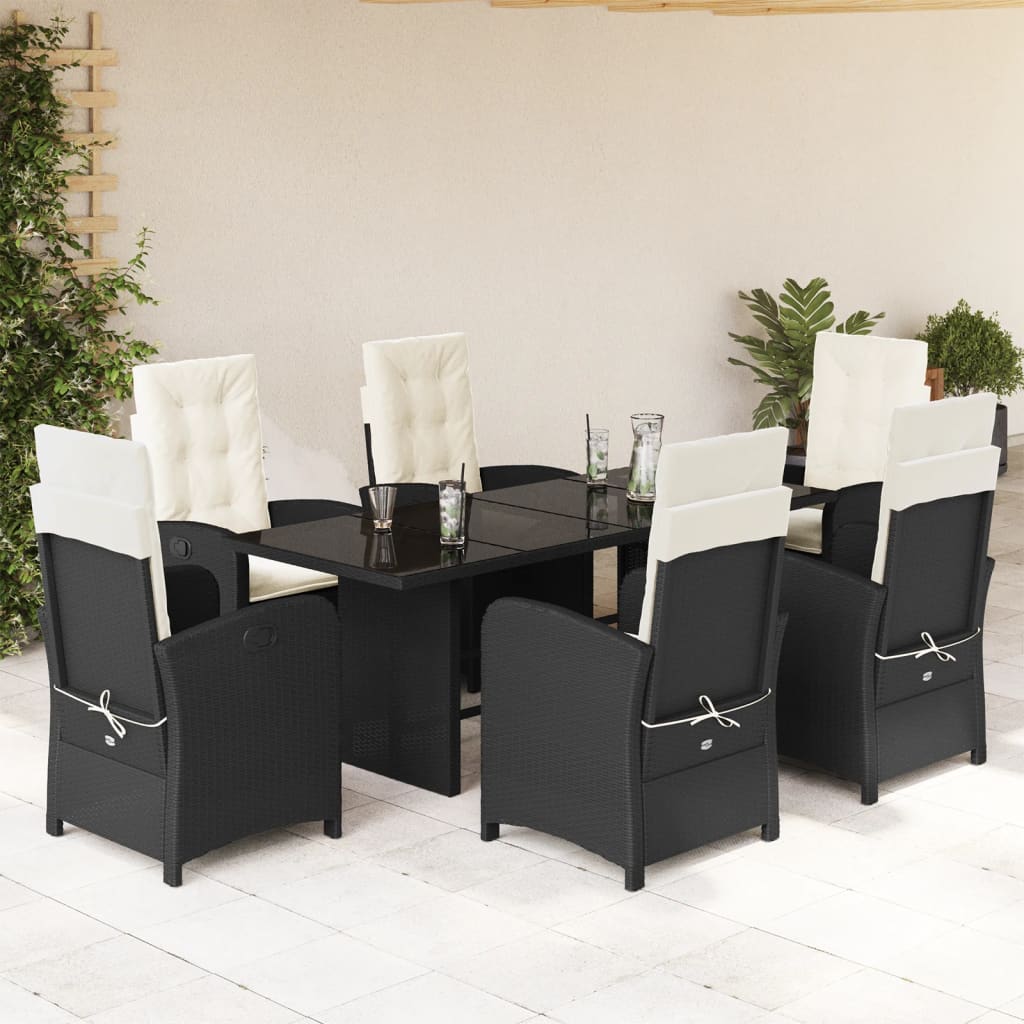 7-delige Tuinset met kussens poly rattan zwart is nu te koop bij PeponiXL, paradijselijk wonen!