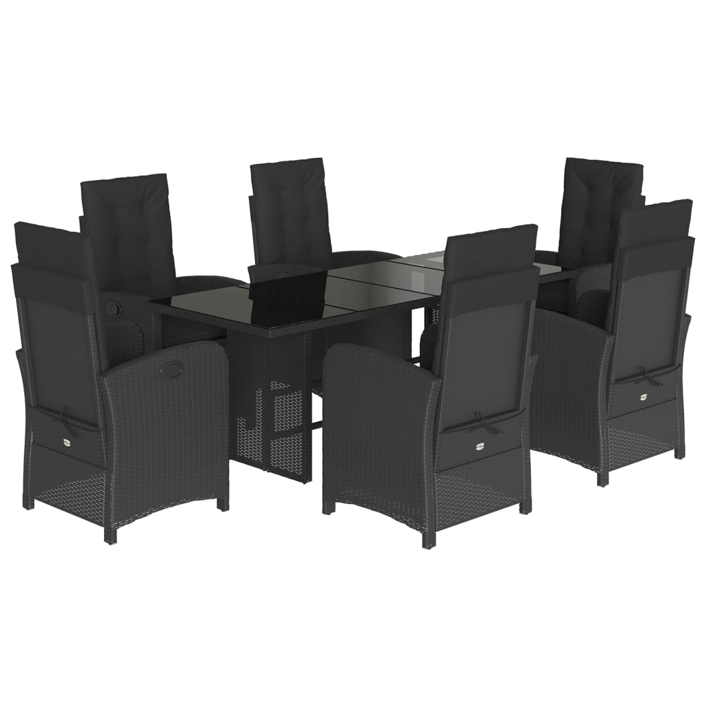 7-delige Tuinset met kussens poly rattan zwart is nu te koop bij PeponiXL, paradijselijk wonen!