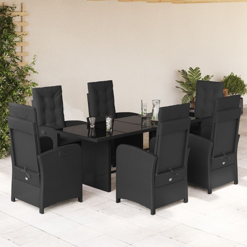 7-delige Tuinset met kussens poly rattan zwart is nu te koop bij PeponiXL, paradijselijk wonen!