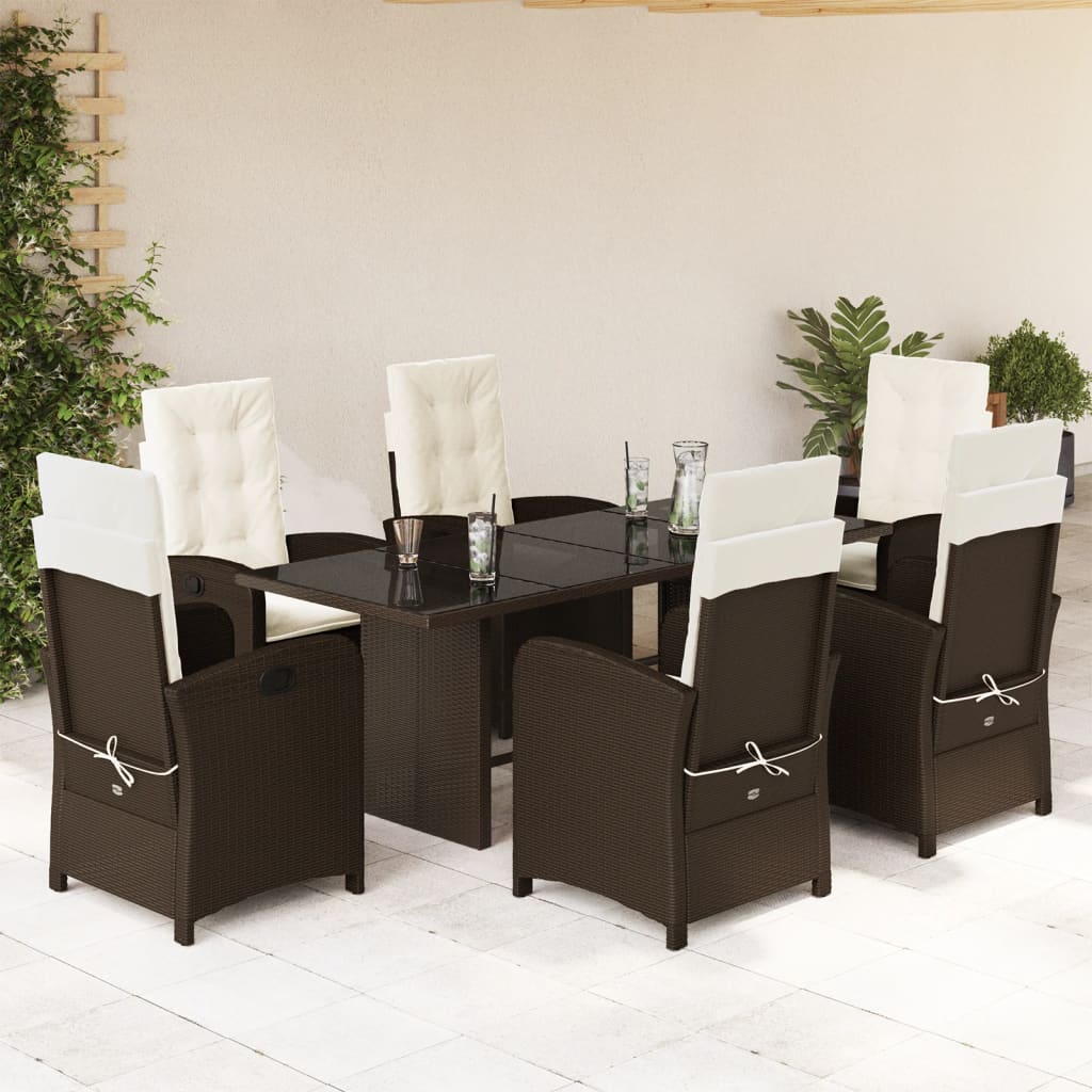7-delige Tuinset met kussens poly rattan bruin is nu te koop bij PeponiXL, paradijselijk wonen!