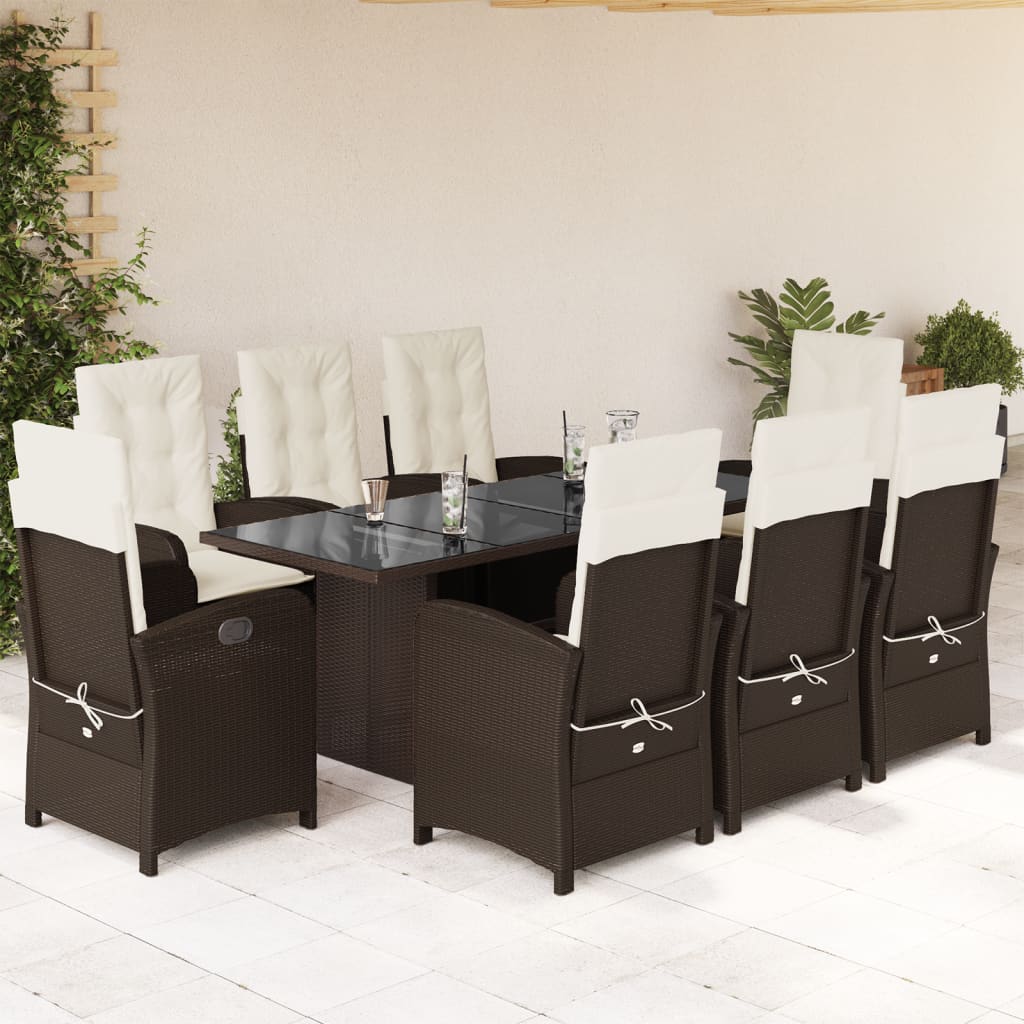 9-delige Tuinset met kussens poly rattan bruin is nu te koop bij PeponiXL, paradijselijk wonen!