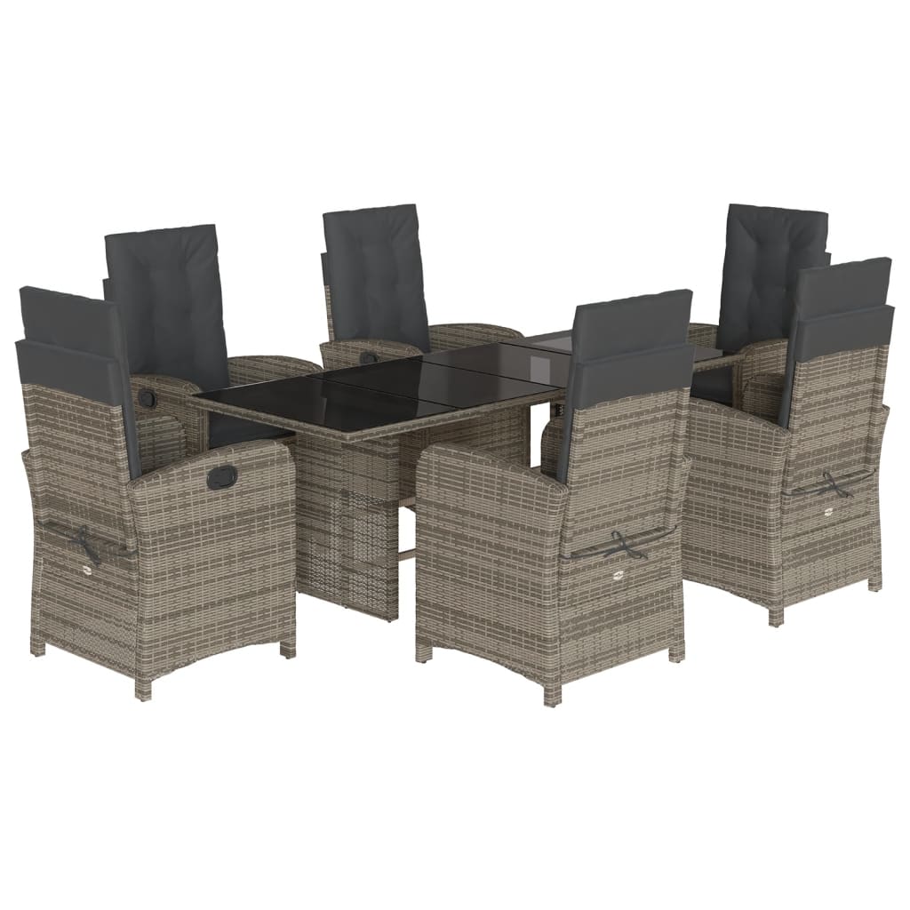 7-delige Tuinset met kussens poly rattan grijs is nu te koop bij PeponiXL, paradijselijk wonen!