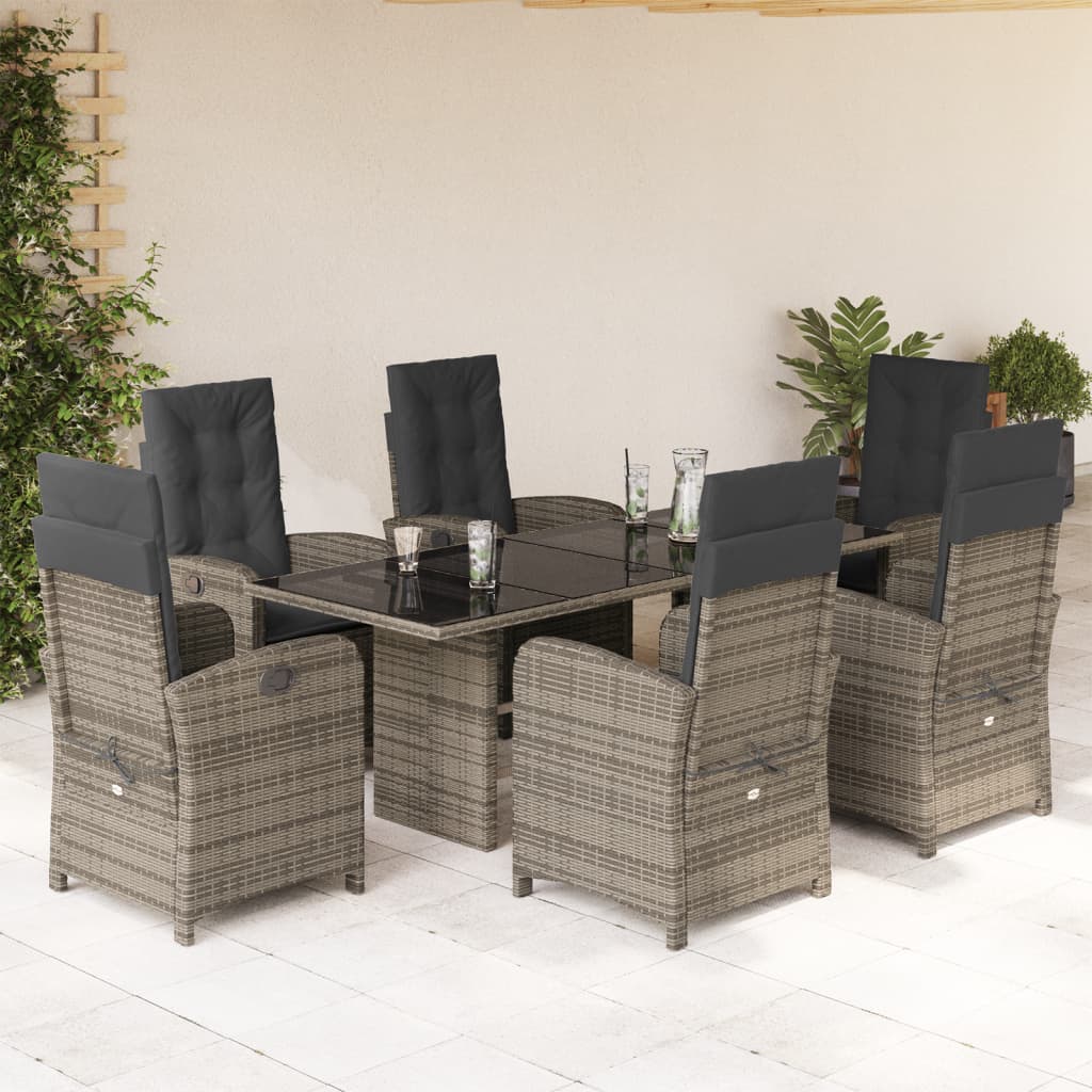 7-delige Tuinset met kussens poly rattan grijs is nu te koop bij PeponiXL, paradijselijk wonen!