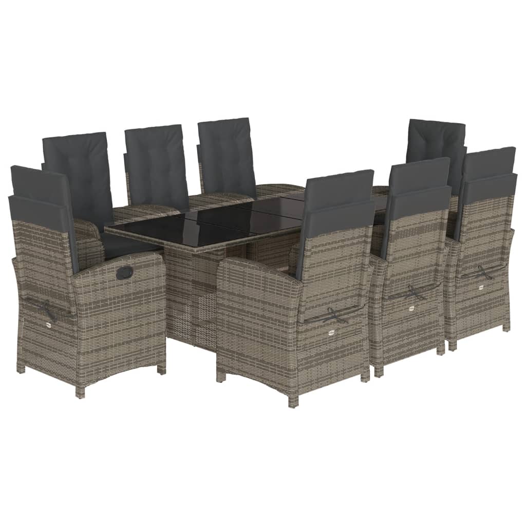 9-delige Tuinset met kussens poly rattan grijs is nu te koop bij PeponiXL, paradijselijk wonen!