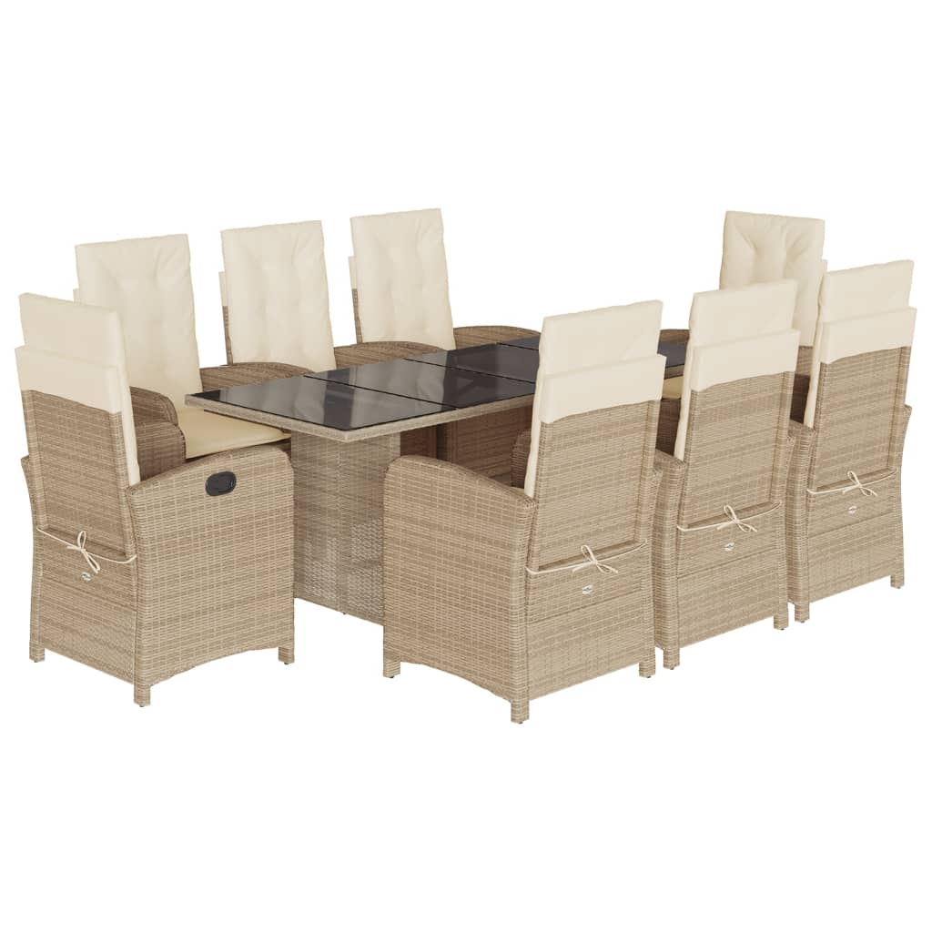 9-delige Tuinset met kussens poly rattan beige is nu te koop bij PeponiXL, paradijselijk wonen!
