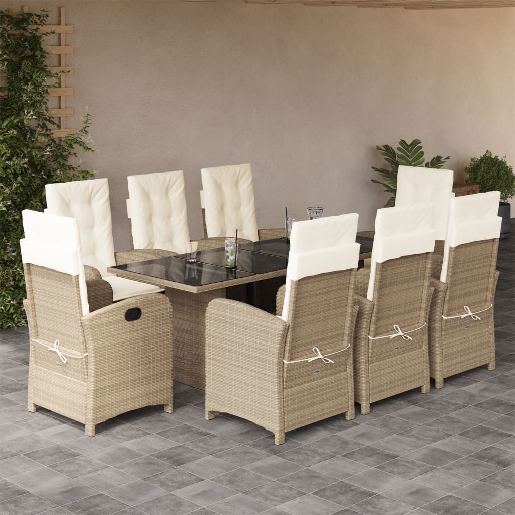 9-delige Tuinset met kussens poly rattan beige is nu te koop bij PeponiXL, paradijselijk wonen!