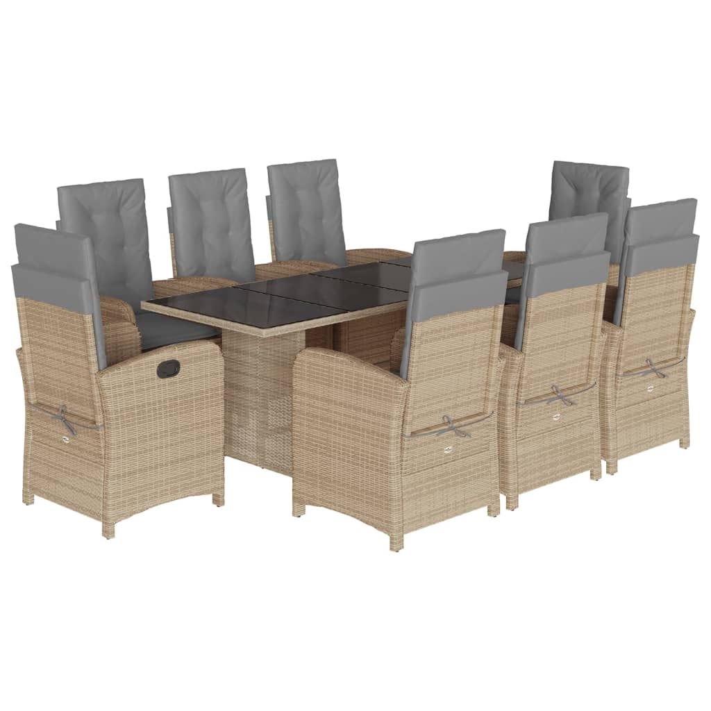 9-delige Tuinset met kussens poly rattan gemengd beige is nu te koop bij PeponiXL, paradijselijk wonen!