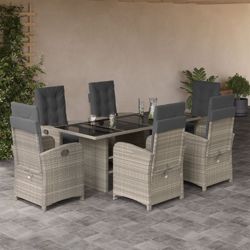 7-delige Tuinset met kussens poly rattan grijs is nu te koop bij PeponiXL, paradijselijk wonen!