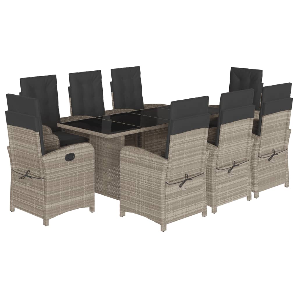 9-delige Tuinset met kussens poly rattan lichtgrijs is nu te koop bij PeponiXL, paradijselijk wonen!