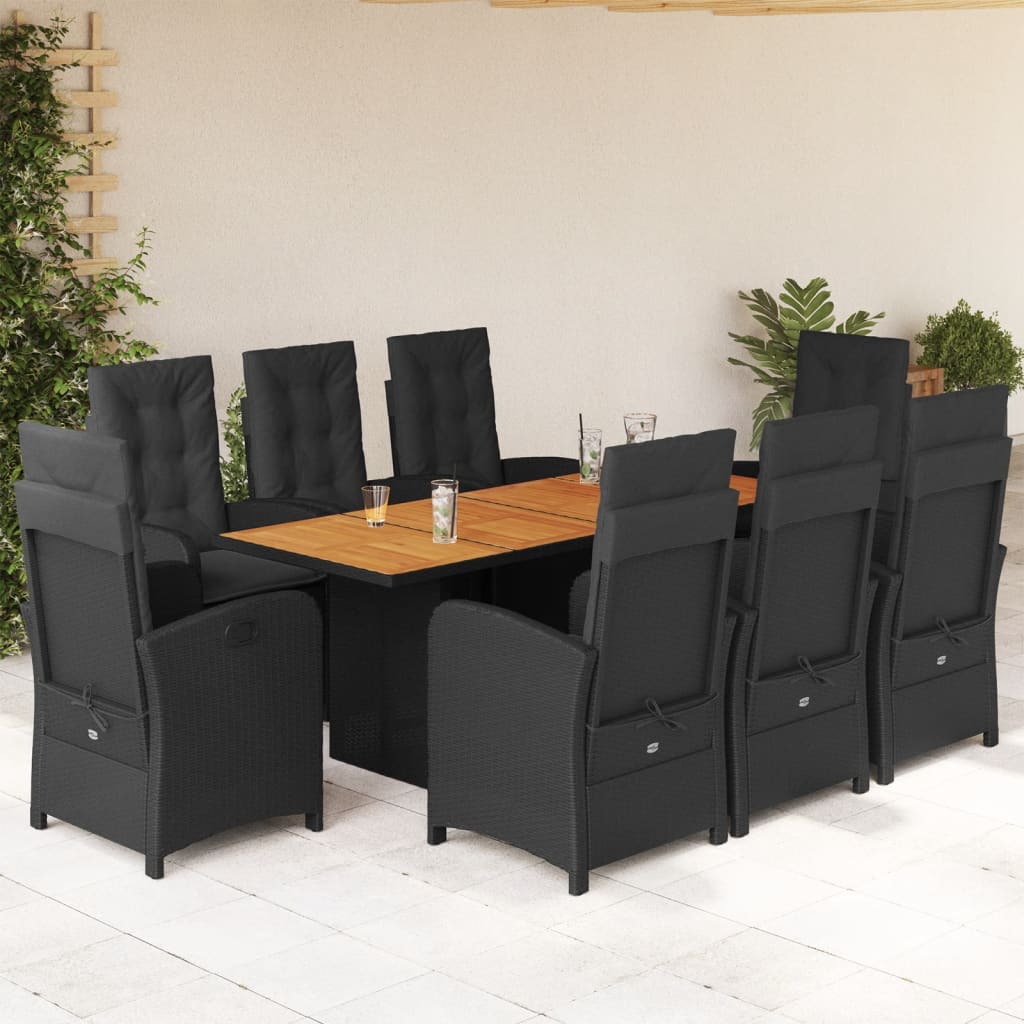 9-delige Tuinset poly rattan zwart is nu te koop bij PeponiXL, paradijselijk wonen!