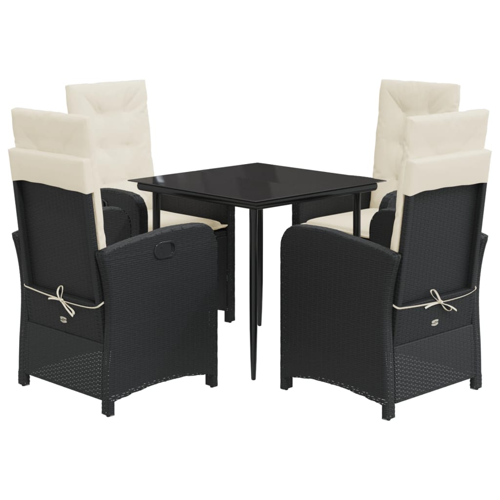 5-delige Tuinset met kussens poly rattan zwart is nu te koop bij PeponiXL, paradijselijk wonen!