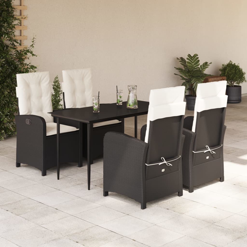 5-delige Tuinset met kussens poly rattan zwart is nu te koop bij PeponiXL, paradijselijk wonen!