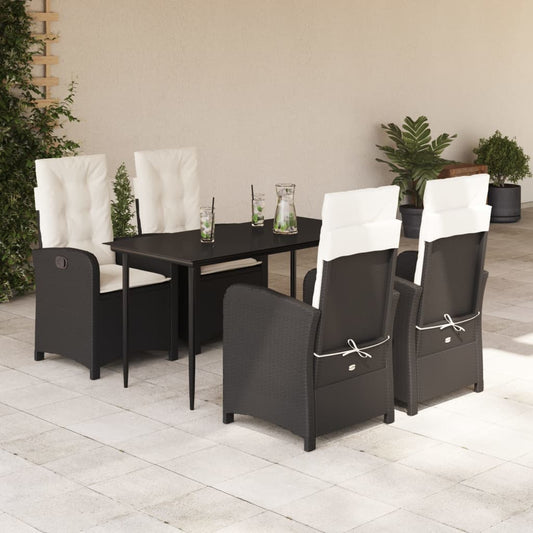 5-delige Tuinset met kussens poly rattan zwart is nu te koop bij PeponiXL, paradijselijk wonen!