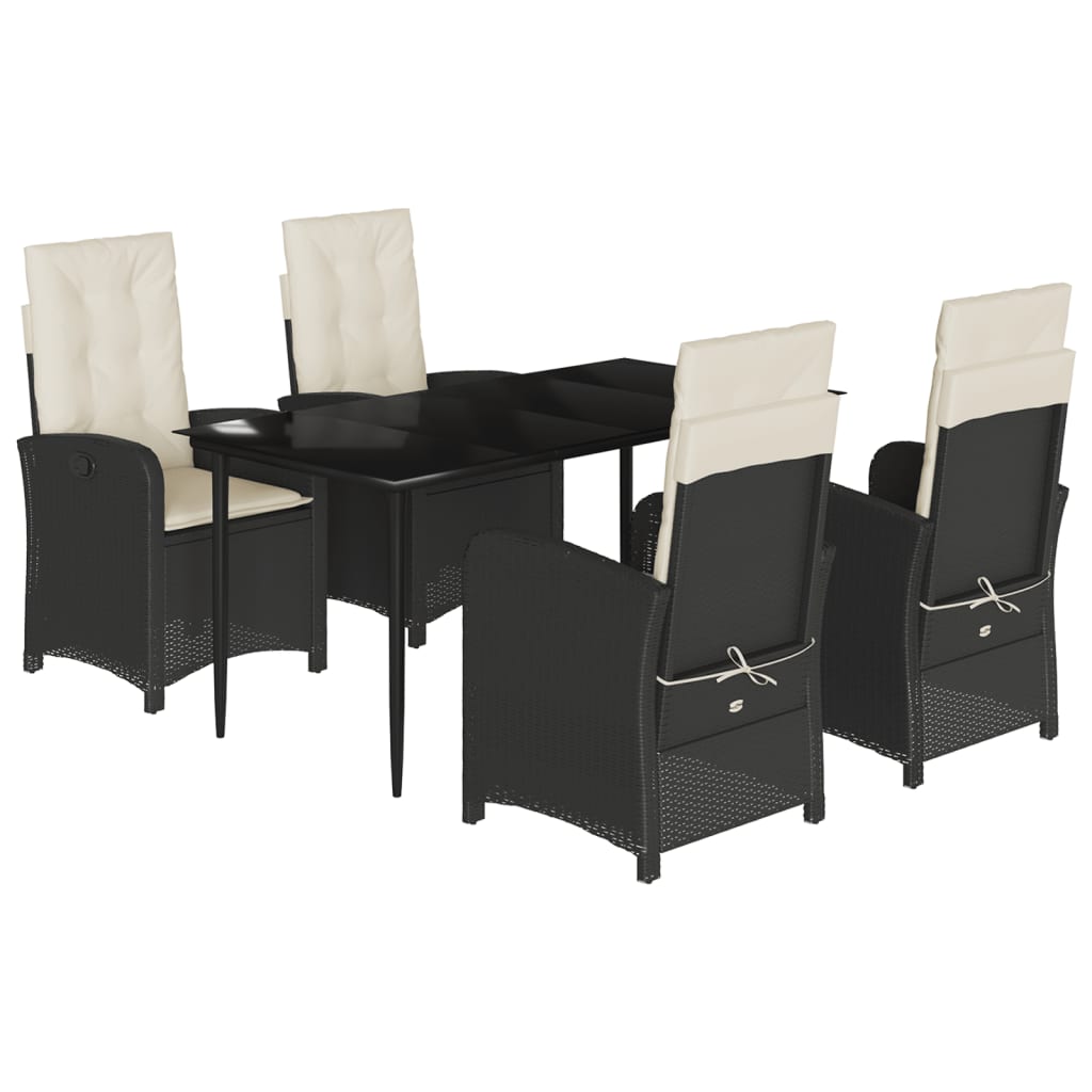 5-delige Tuinset met kussens poly rattan zwart is nu te koop bij PeponiXL, paradijselijk wonen!