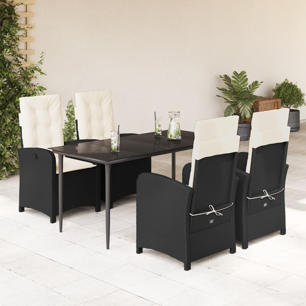 5-delige Tuinset met kussens poly rattan zwart is nu te koop bij PeponiXL, paradijselijk wonen!