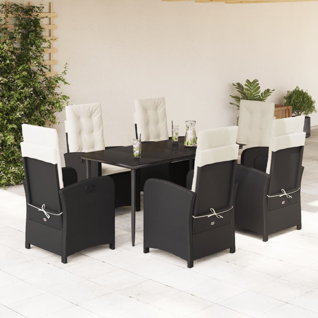 7-delige Tuinset met kussens poly rattan zwart is nu te koop bij PeponiXL, paradijselijk wonen!