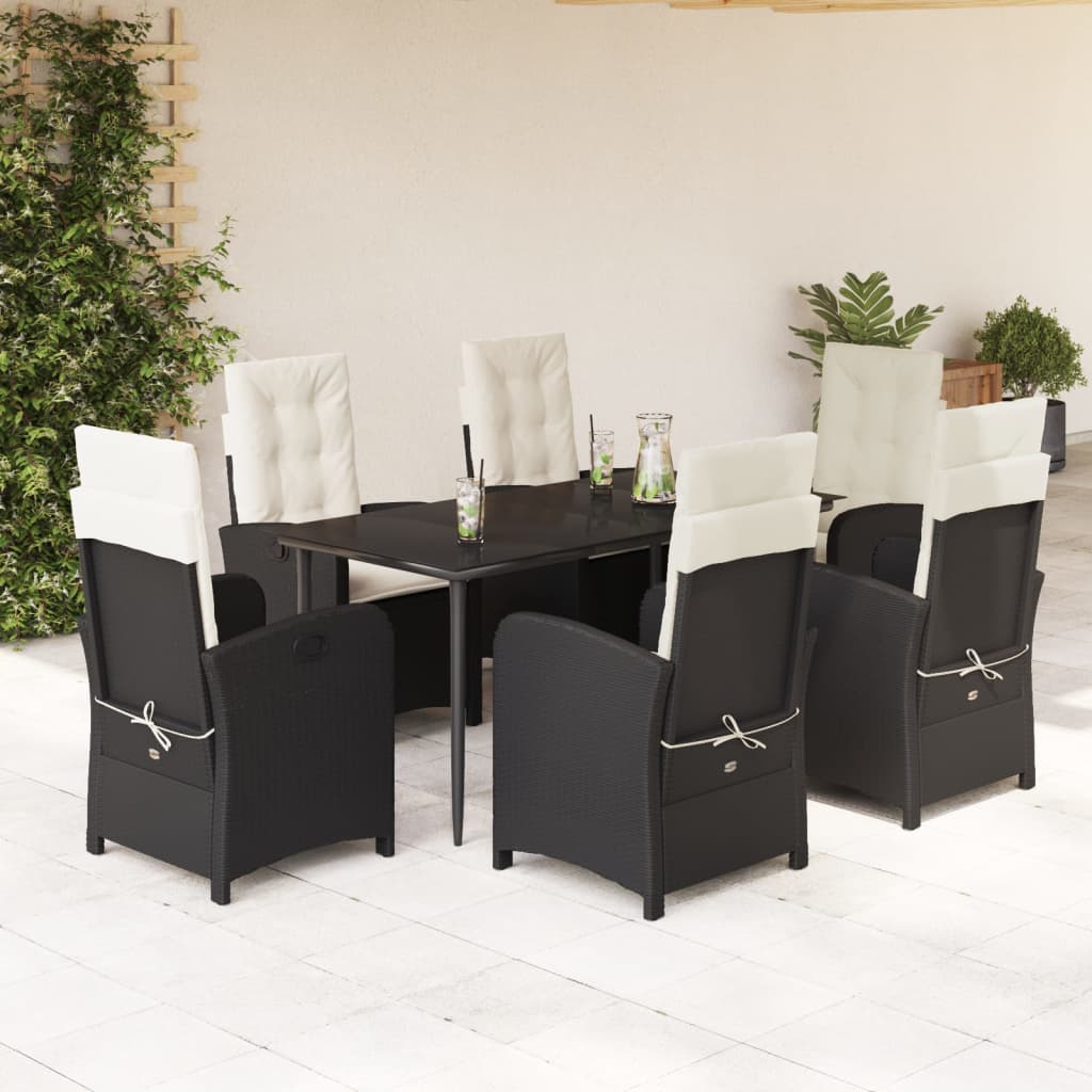 7-delige Tuinset met kussens poly rattan zwart is nu te koop bij PeponiXL, paradijselijk wonen!