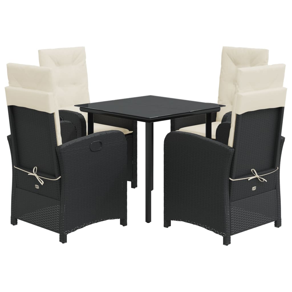5-delige Tuinset met kussens poly rattan zwart is nu te koop bij PeponiXL, paradijselijk wonen!