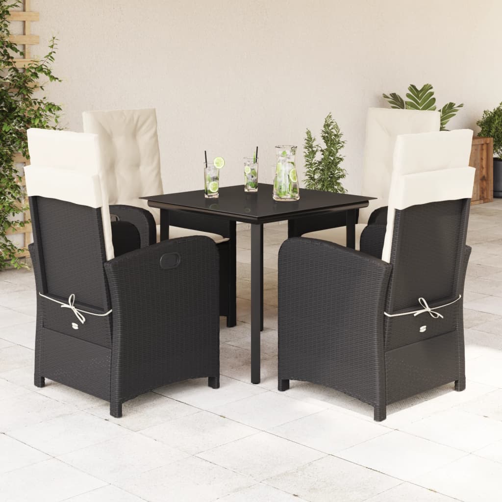 5-delige Tuinset met kussens poly rattan zwart is nu te koop bij PeponiXL, paradijselijk wonen!