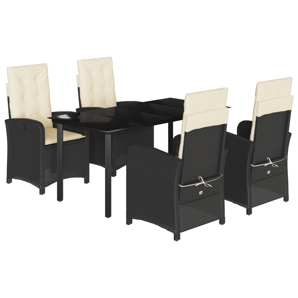 5-delige Tuinset met kussens poly rattan zwart is nu te koop bij PeponiXL, paradijselijk wonen!