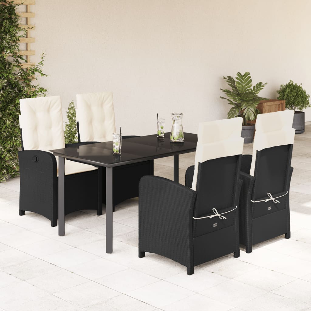5-delige Tuinset met kussens poly rattan zwart is nu te koop bij PeponiXL, paradijselijk wonen!