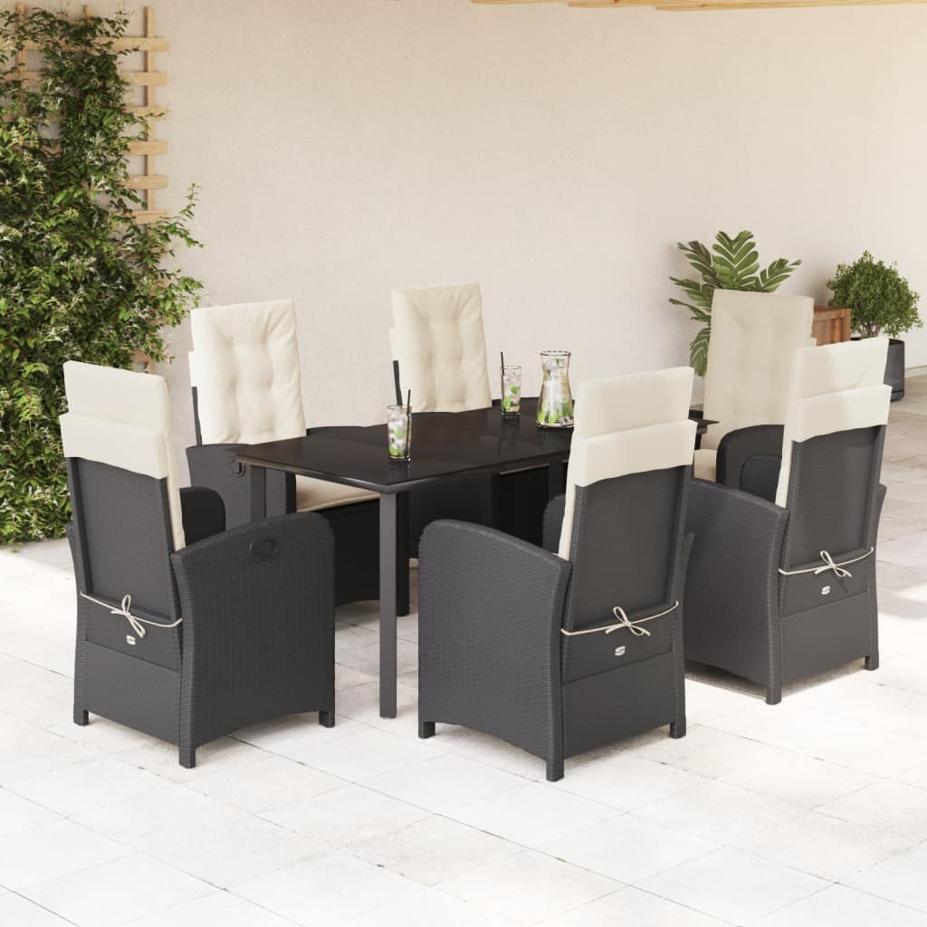 7-delige Tuinset met kussens poly rattan zwart is nu te koop bij PeponiXL, paradijselijk wonen!