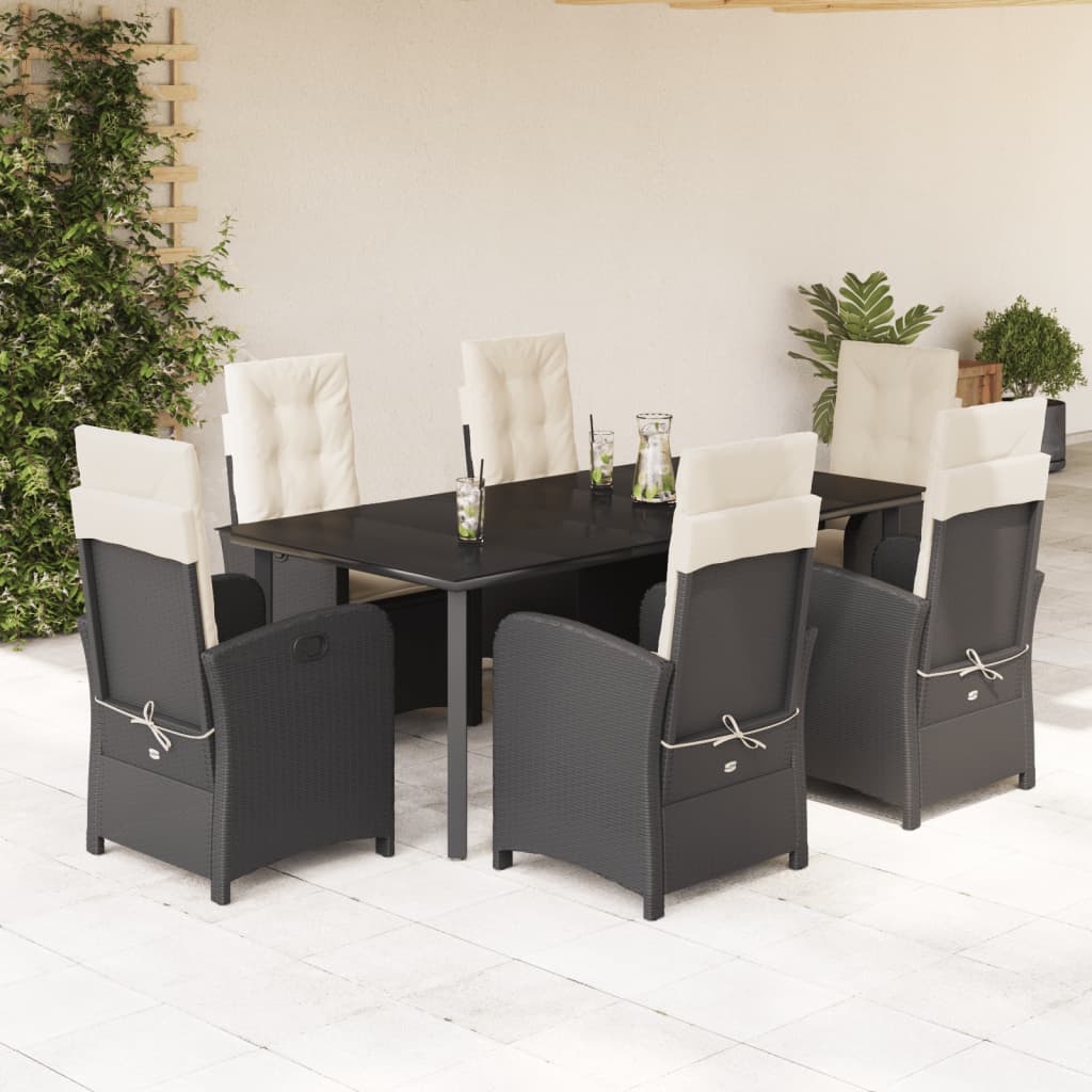 7-delige Tuinset met kussens poly rattan zwart is nu te koop bij PeponiXL, paradijselijk wonen!