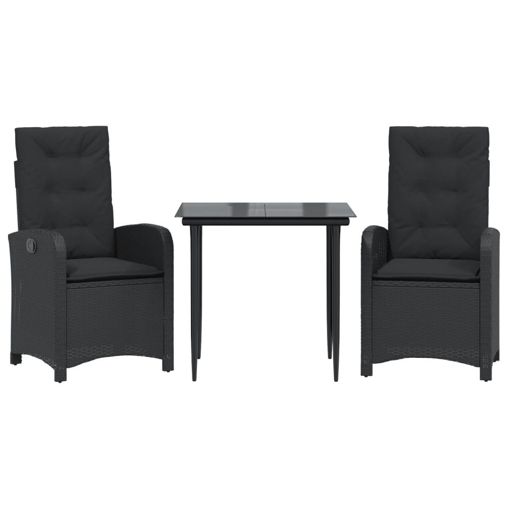 3-delige Tuinset met kussens poly rattan zwart is nu te koop bij PeponiXL, paradijselijk wonen!