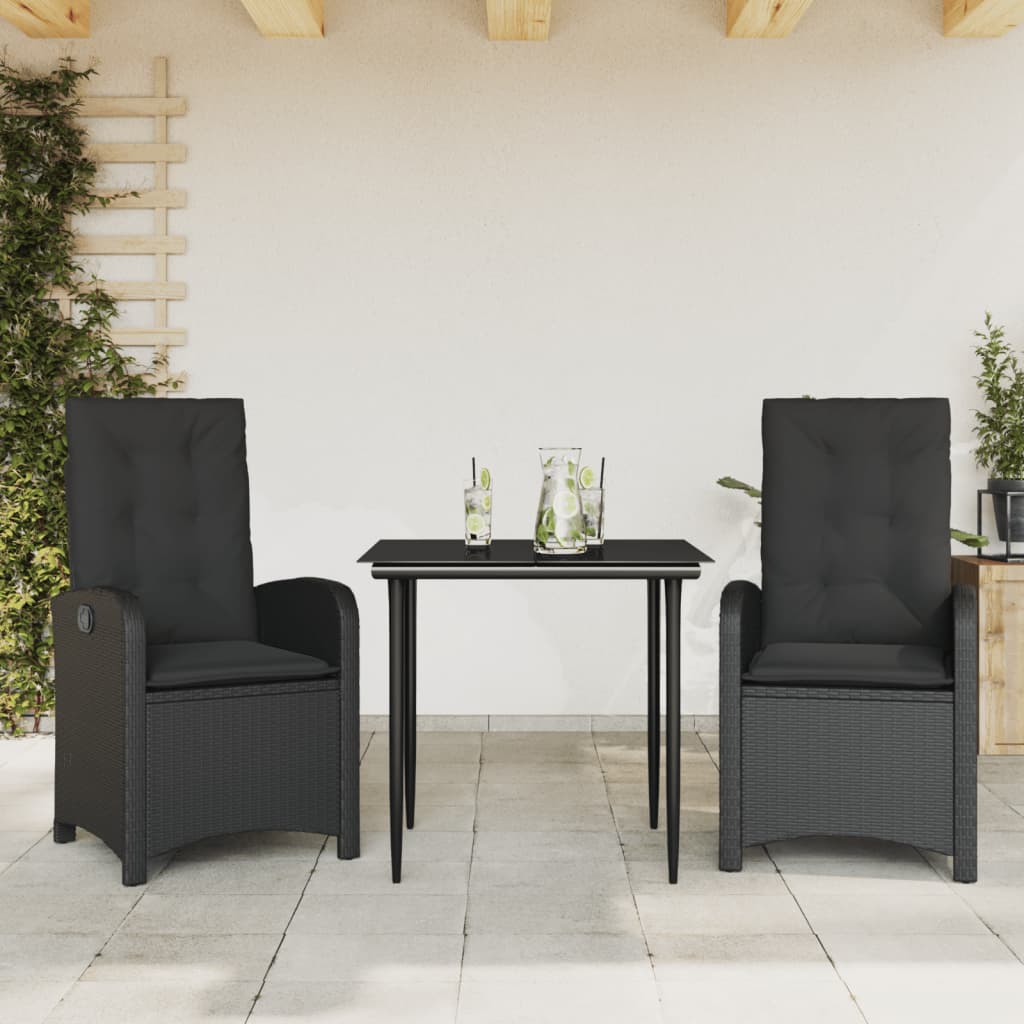 3-delige Tuinset met kussens poly rattan zwart is nu te koop bij PeponiXL, paradijselijk wonen!
