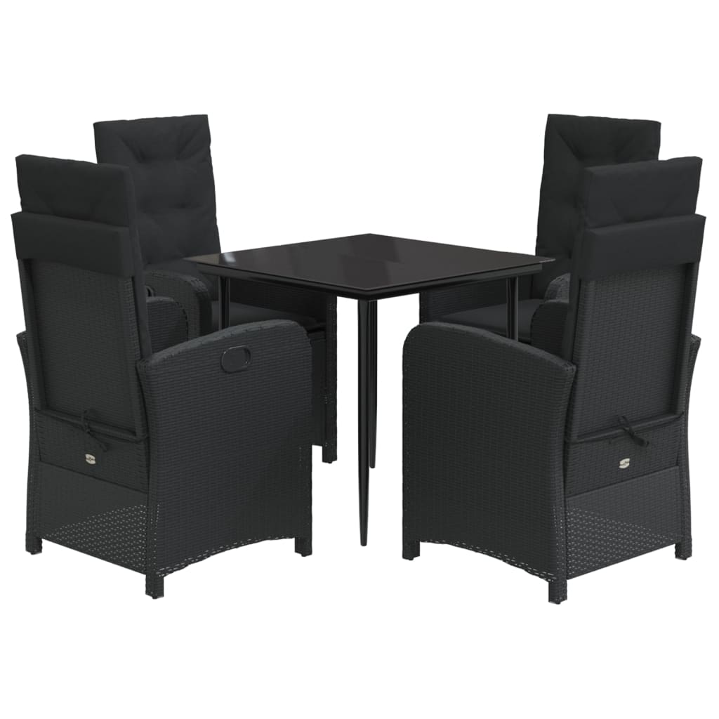 5-delige Tuinset met kussens poly rattan zwart is nu te koop bij PeponiXL, paradijselijk wonen!