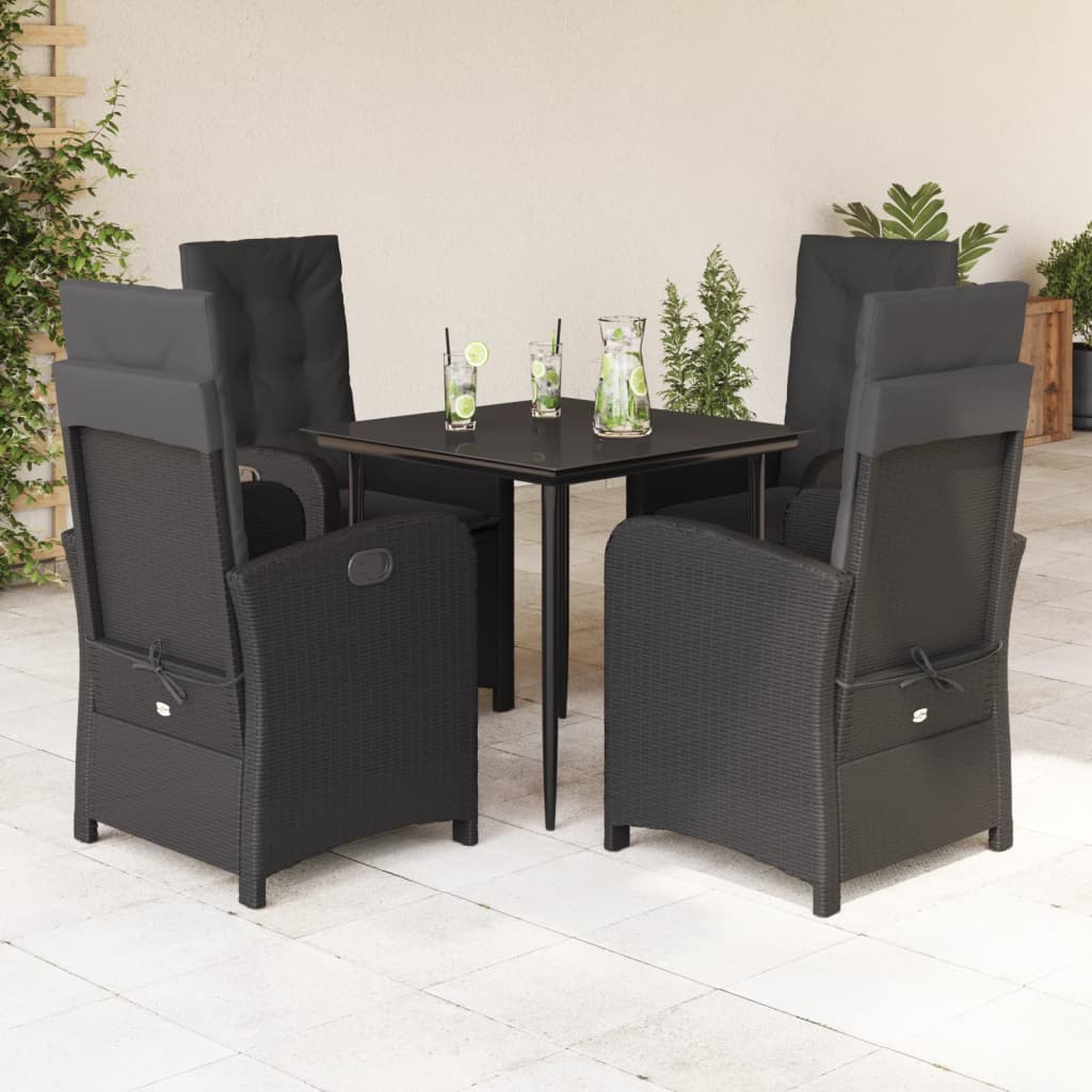 5-delige Tuinset met kussens poly rattan zwart is nu te koop bij PeponiXL, paradijselijk wonen!