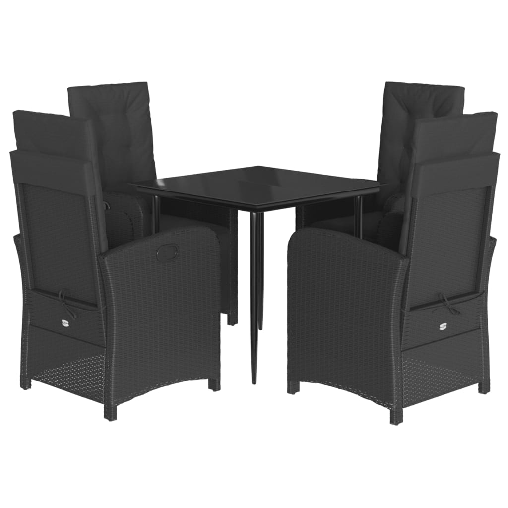 5-delige Tuinset met kussens poly rattan zwart is nu te koop bij PeponiXL, paradijselijk wonen!