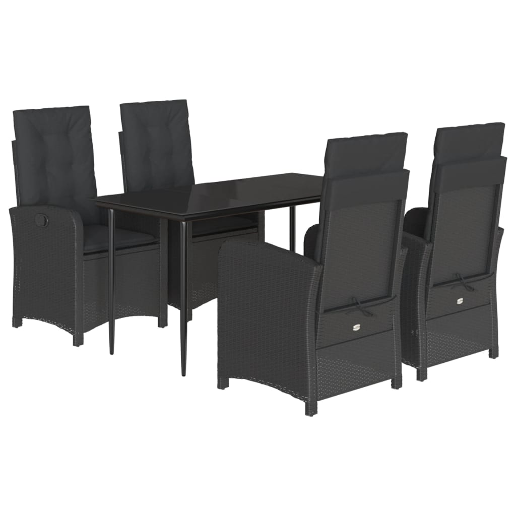 5-delige Tuinset met kussens poly rattan zwart is nu te koop bij PeponiXL, paradijselijk wonen!