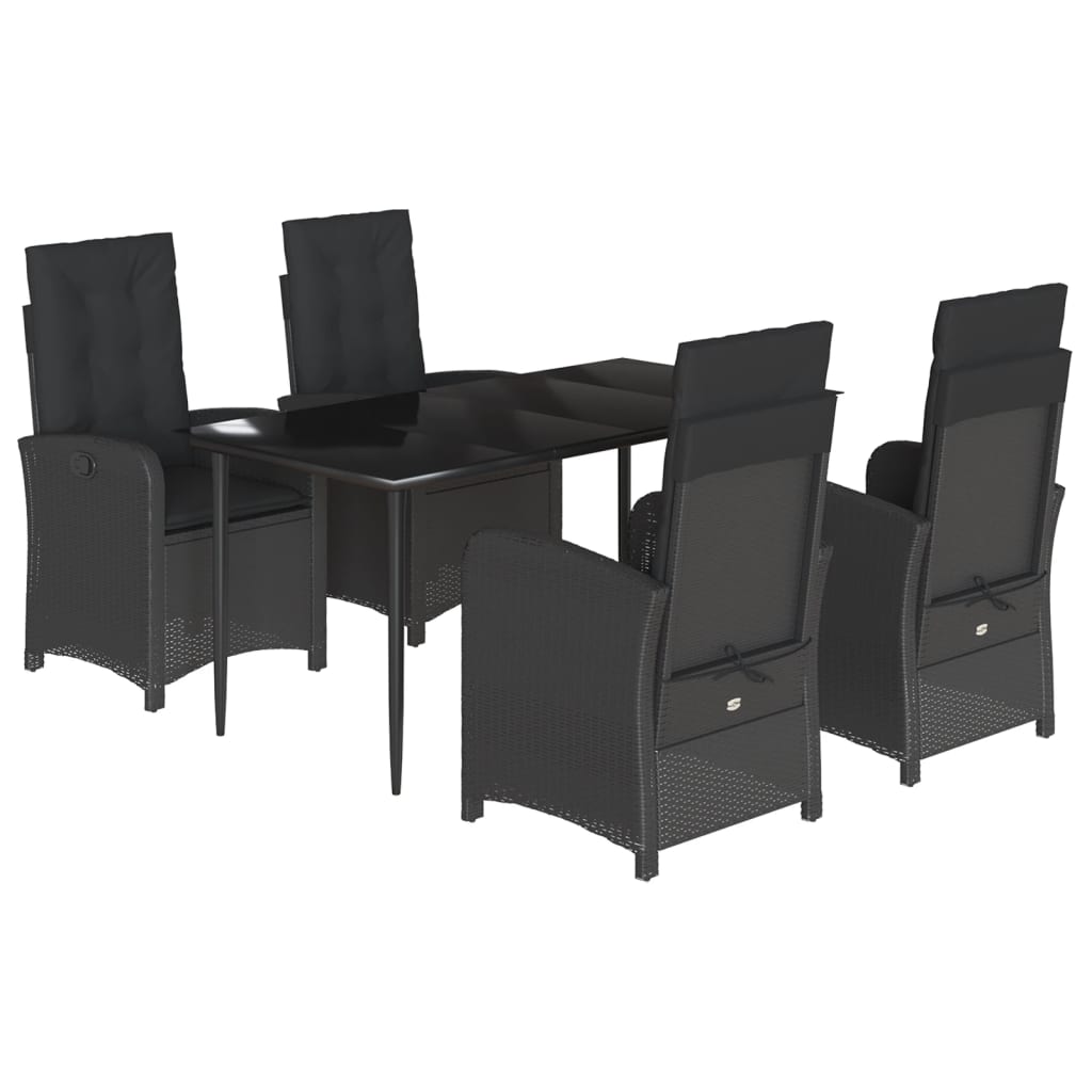 5-delige Tuinset met kussens poly rattan zwart is nu te koop bij PeponiXL, paradijselijk wonen!