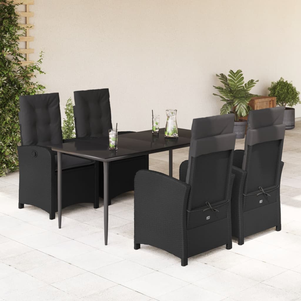5-delige Tuinset met kussens poly rattan zwart is nu te koop bij PeponiXL, paradijselijk wonen!