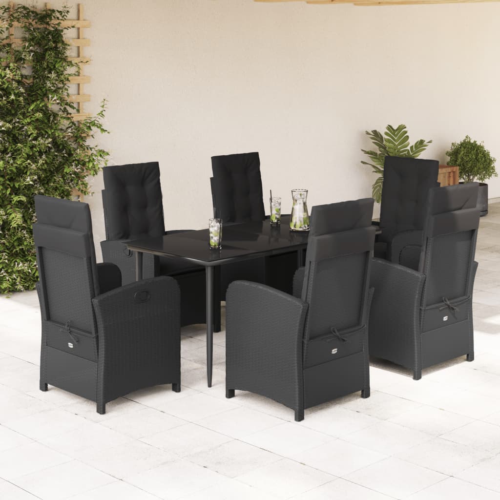 7-delige Tuinset met kussens poly rattan zwart is nu te koop bij PeponiXL, paradijselijk wonen!