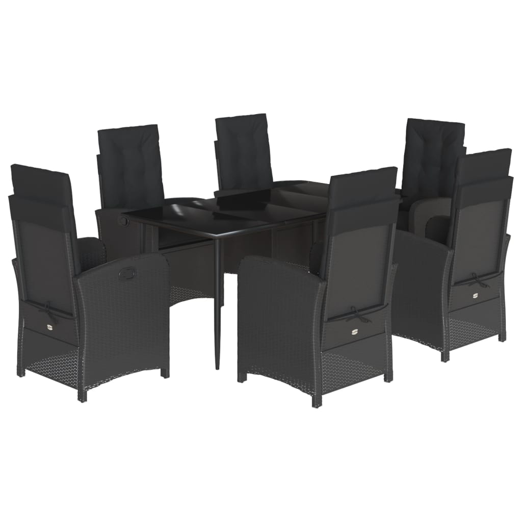 7-delige Tuinset met kussens poly rattan zwart is nu te koop bij PeponiXL, paradijselijk wonen!
