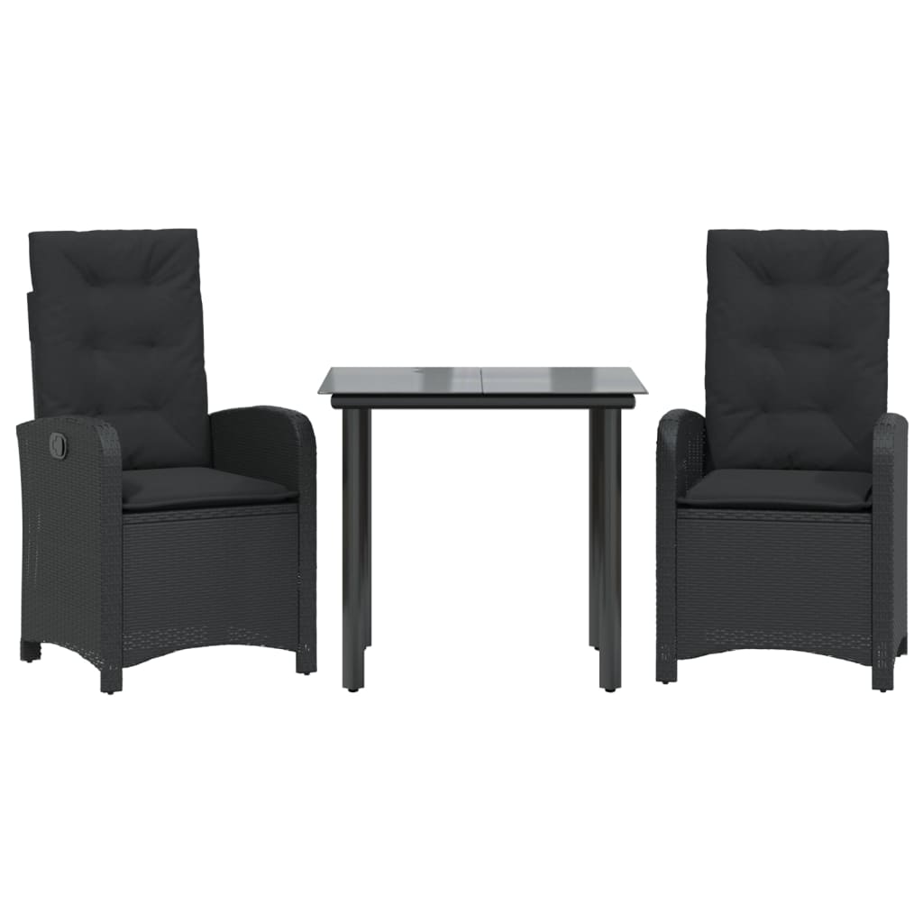 3-delige Tuinset met kussens poly rattan zwart is nu te koop bij PeponiXL, paradijselijk wonen!