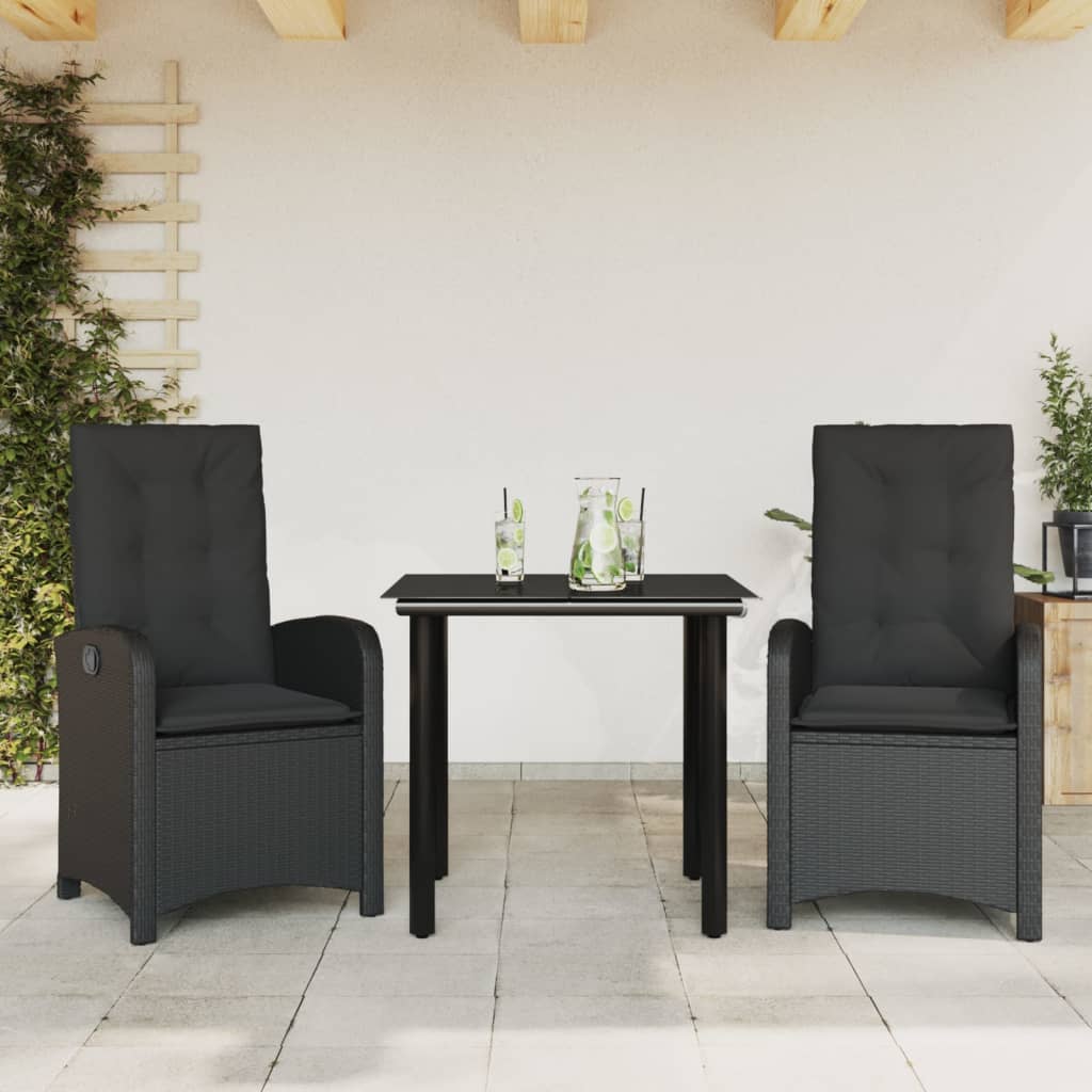 3-delige Tuinset met kussens poly rattan zwart is nu te koop bij PeponiXL, paradijselijk wonen!