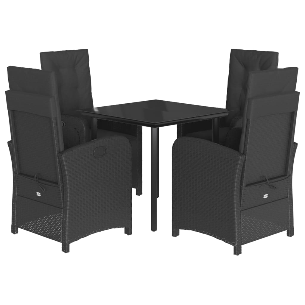 5-delige Tuinset met kussens poly rattan zwart is nu te koop bij PeponiXL, paradijselijk wonen!