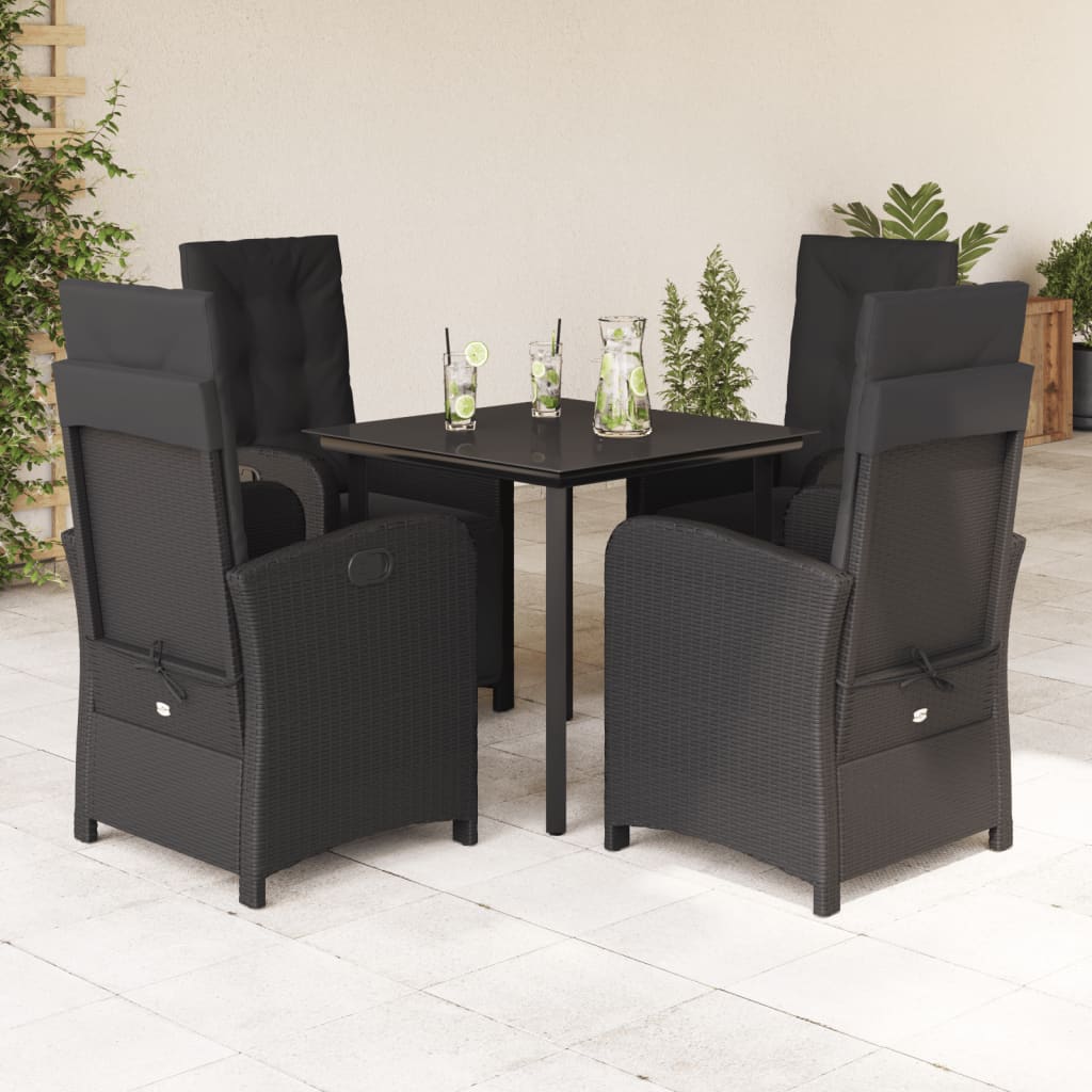 5-delige Tuinset met kussens poly rattan zwart is nu te koop bij PeponiXL, paradijselijk wonen!