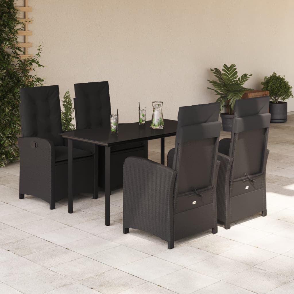 5-delige Tuinset met kussens poly rattan zwart is nu te koop bij PeponiXL, paradijselijk wonen!