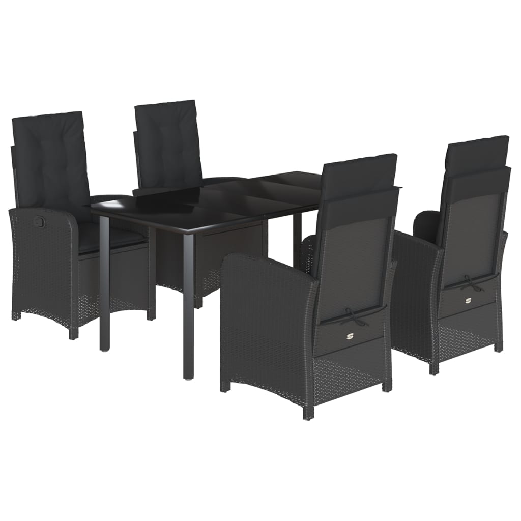 5-delige Tuinset met kussens poly rattan zwart is nu te koop bij PeponiXL, paradijselijk wonen!